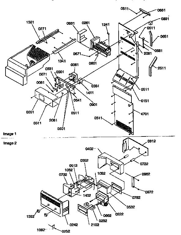 Amana 57085-P1190813WE ice maker/control assembly diagram