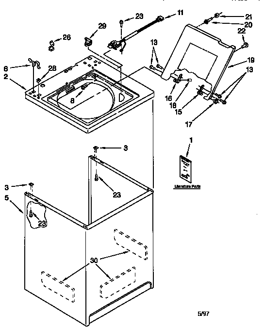 Kenmore 11028812790 top and cabinet diagram
