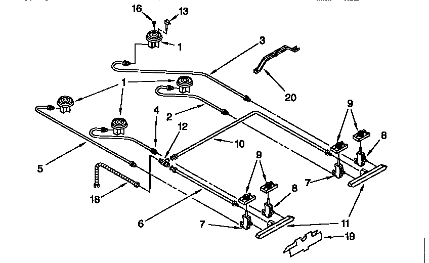 KitchenAid KGRT507FWH0 cooktop burner diagram