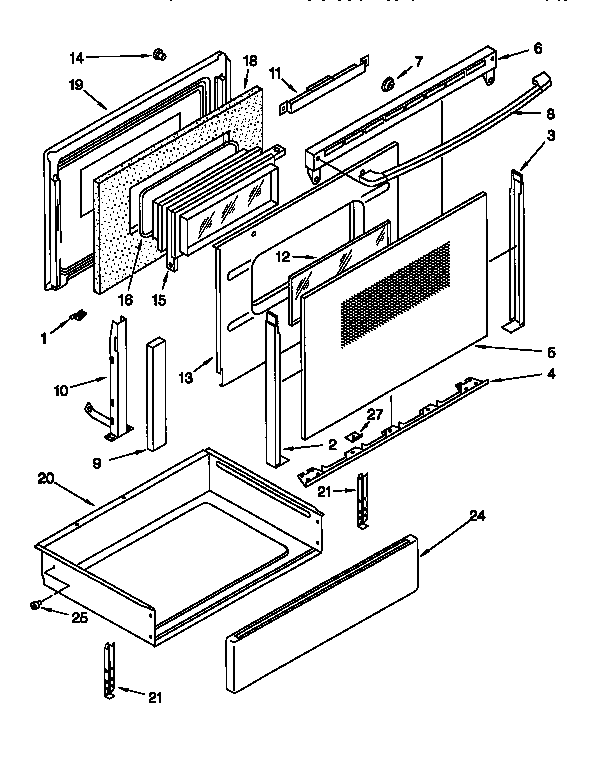 KitchenAid KGRT507FWH0 door and drawer diagram
