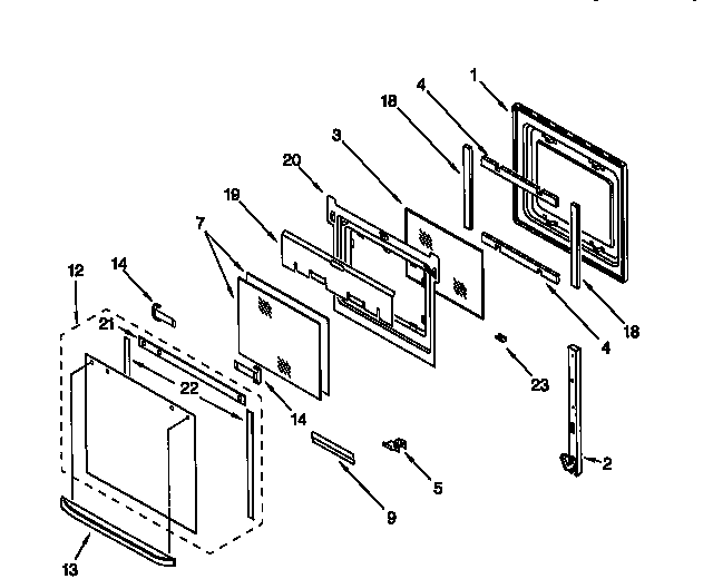 KitchenAid KEBI141DWH4 oven door diagram