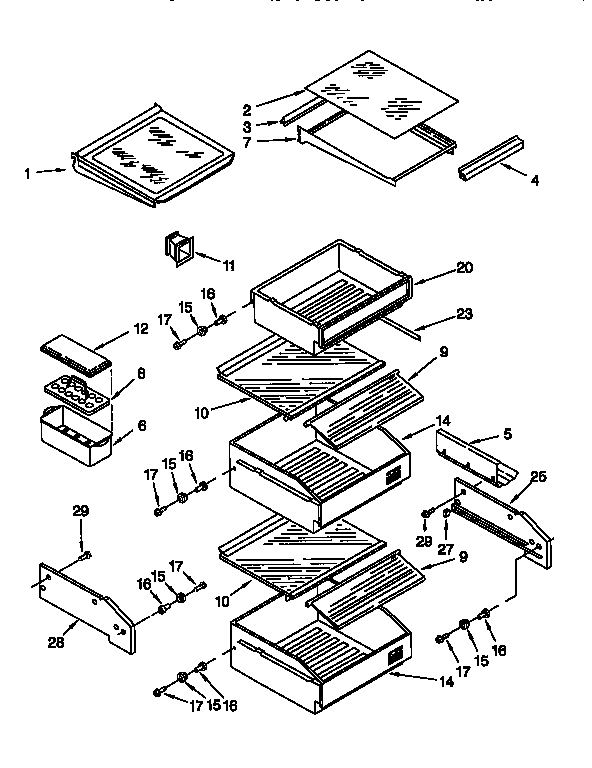 KitchenAid 106KSSS36QDW05 refrigerator shelf diagram