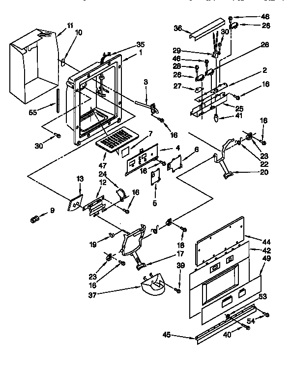 KitchenAid 106KSSS36QDW05 dispenser and front diagram