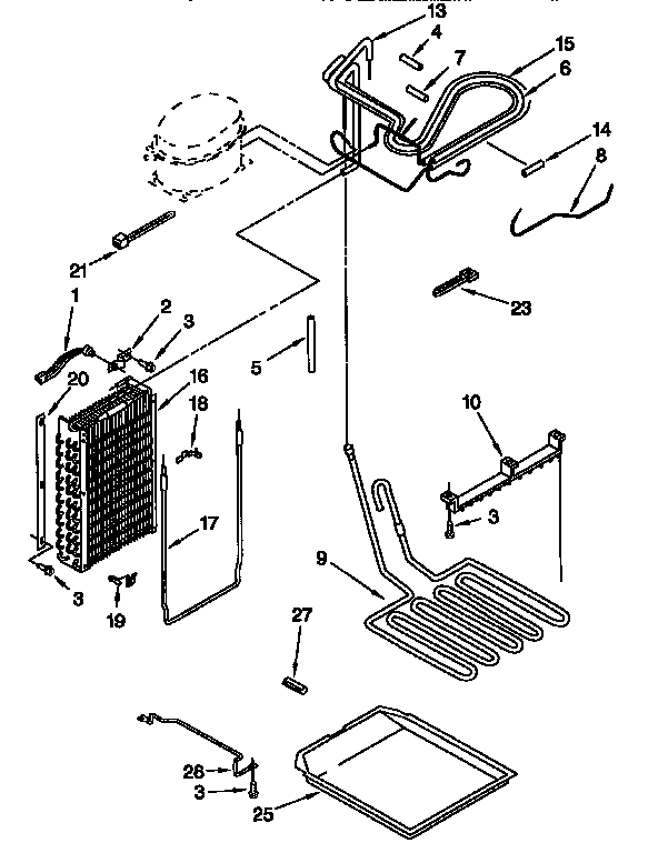 KitchenAid 106KSSS36QDW05 lower unit and tube diagram