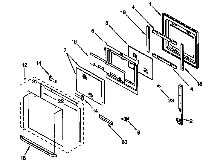 Whirlpool RBD245PDB2 upper oven door diagram