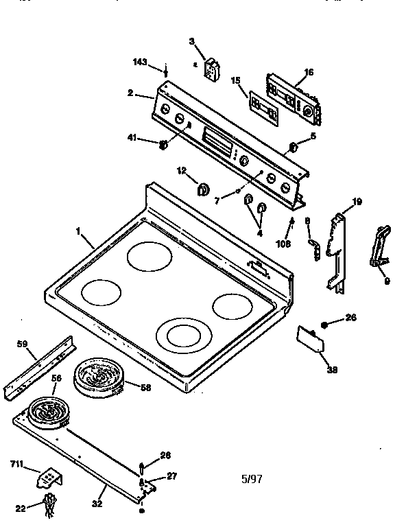 GE JBP66GW1WH cooktop and controlpanel diagram