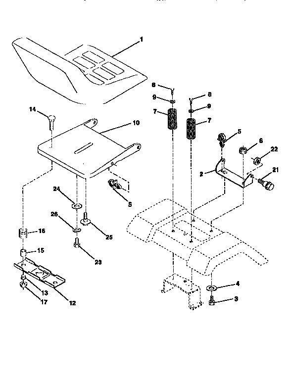 Craftsman 917259570 seat assembly diagram