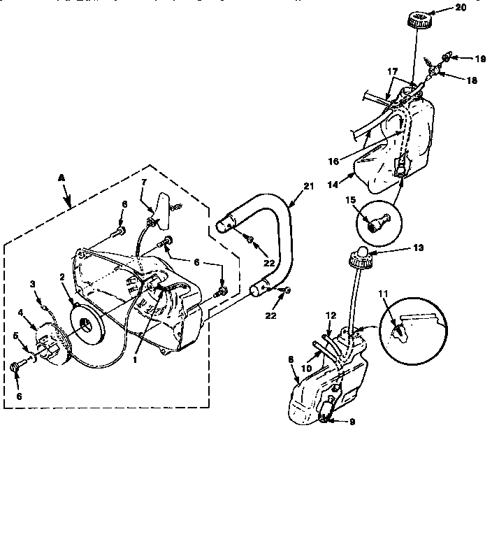 Homelite XL16-CC starter assembly diagram