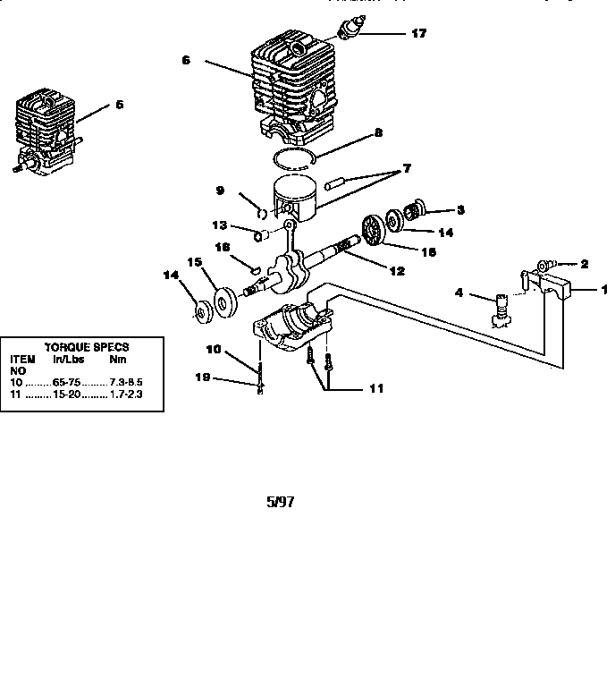 Homelite Z3350-16 INCH engine internal diagram