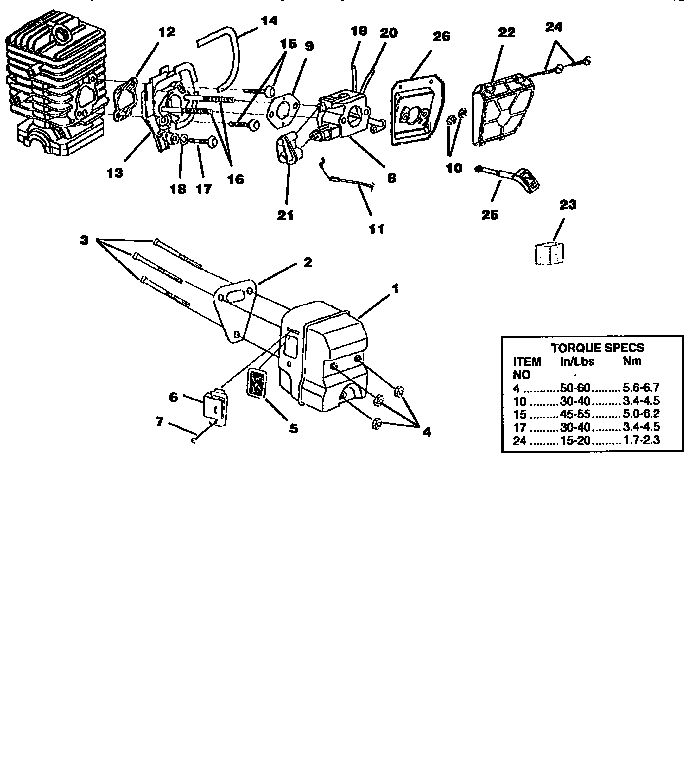 Homelite Z3350-16 INCH carburetor-muffler-air filter diagram