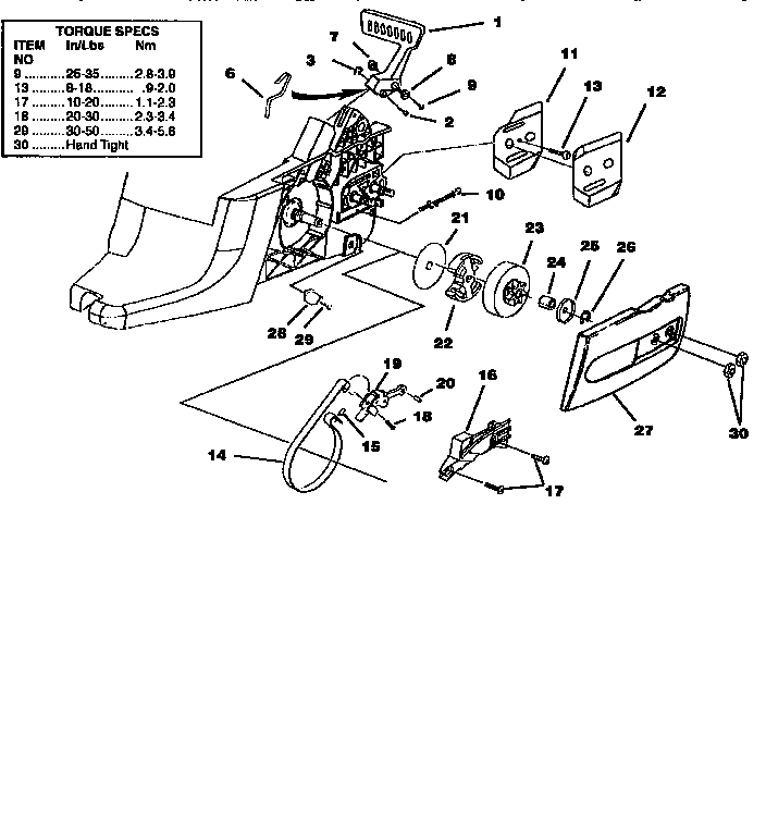Homelite Z3350-16 INCH chain brake-drive case cover diagram