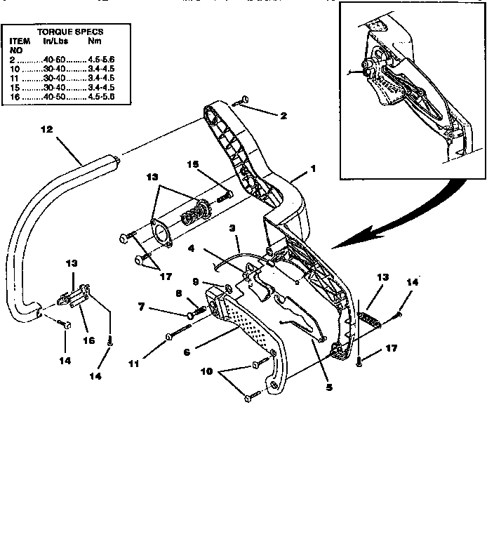 Homelite Z3350-16 INCH handles diagram