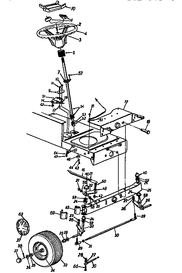 MTD 13AL660 THRU 679F720 steering assembly diagram