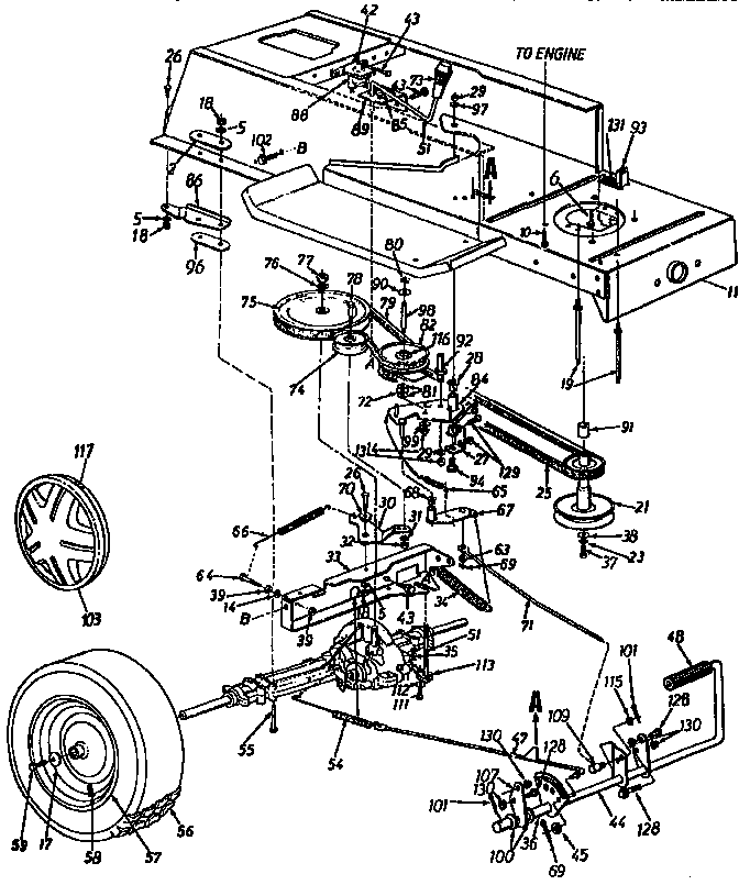 MTD 13AL660 THRU 679F720 lower frame assembly diagram