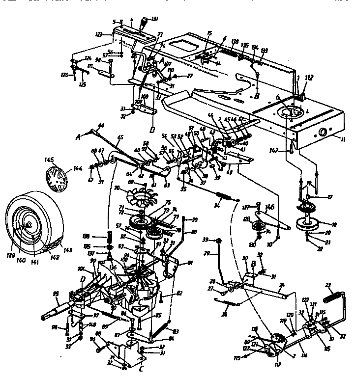 MTD 13AX694G401 lower frame assembly diagram
