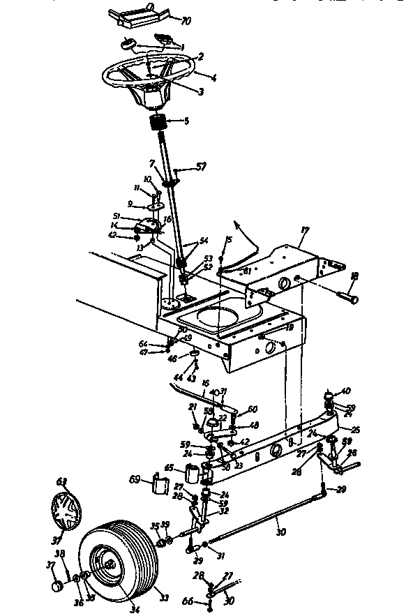 MTD 13AX694G401 steering assembly diagram
