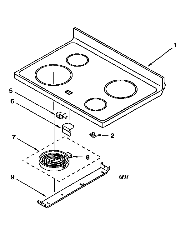 Whirlpool RF396LXEB0 cooktop diagram