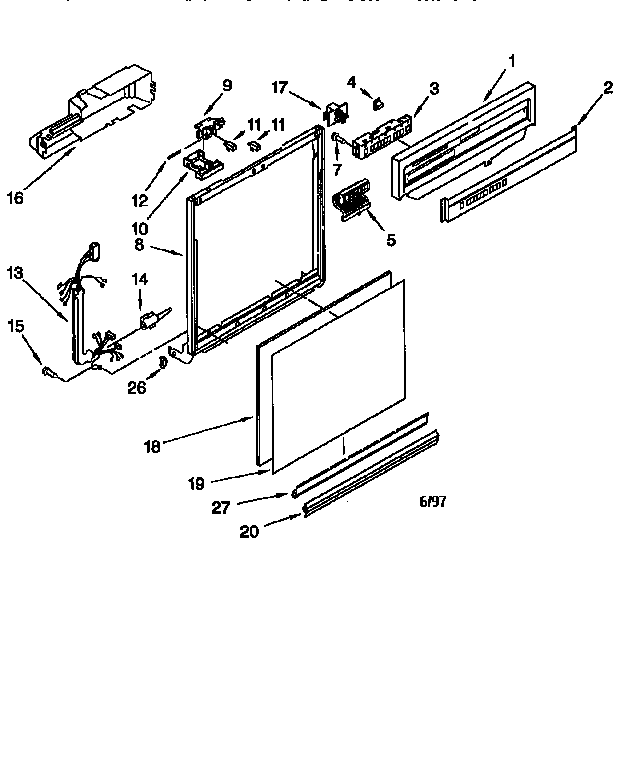 Whirlpool DU920QWDB5 frame and console diagram