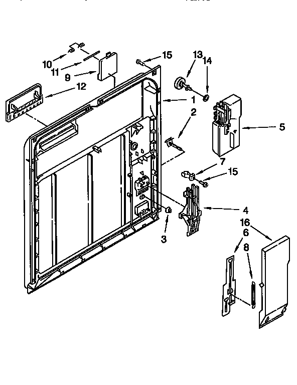 Whirlpool DU920QWDB5 inner door diagram
