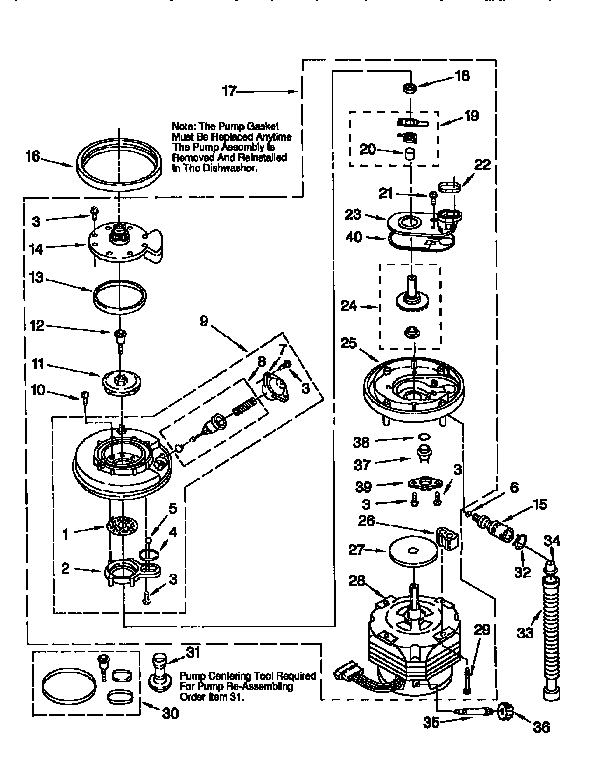 Whirlpool DU920QWDB5 pump and motor diagram