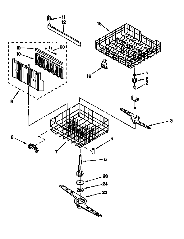 Whirlpool DU920QWDB5 dishrack diagram