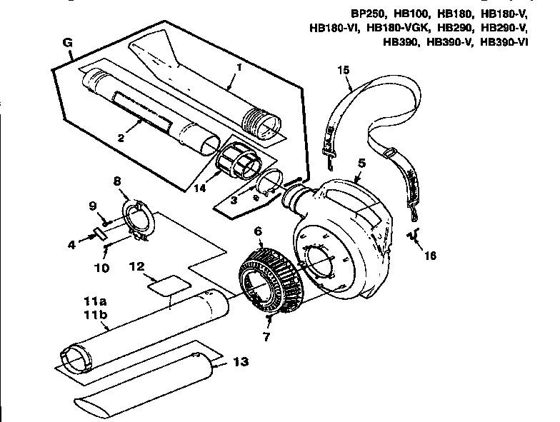 Homelite HB-180-V UT08010-E blower tube kit diagram