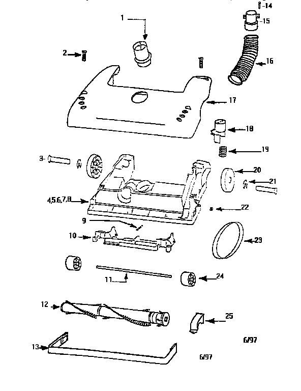 Eureka AU4464AT nozzle and motor assembly diagram