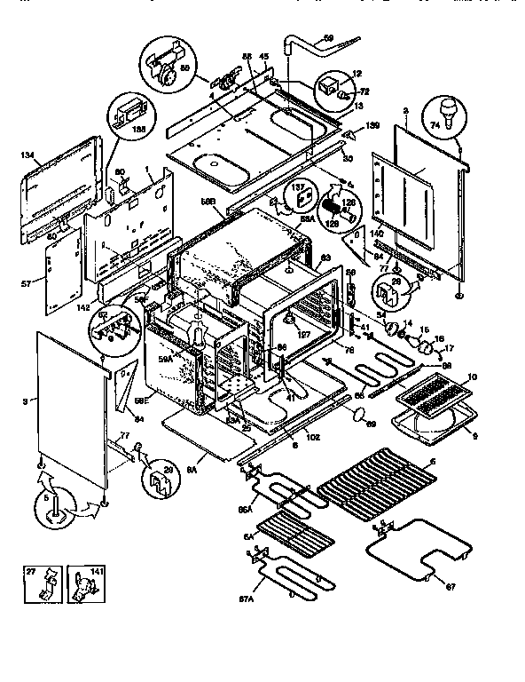 Frigidaire FEF450WCDB body diagram