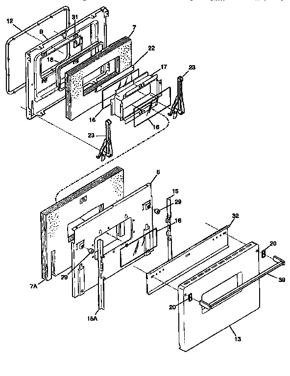 Frigidaire FEF450WCDB door diagram