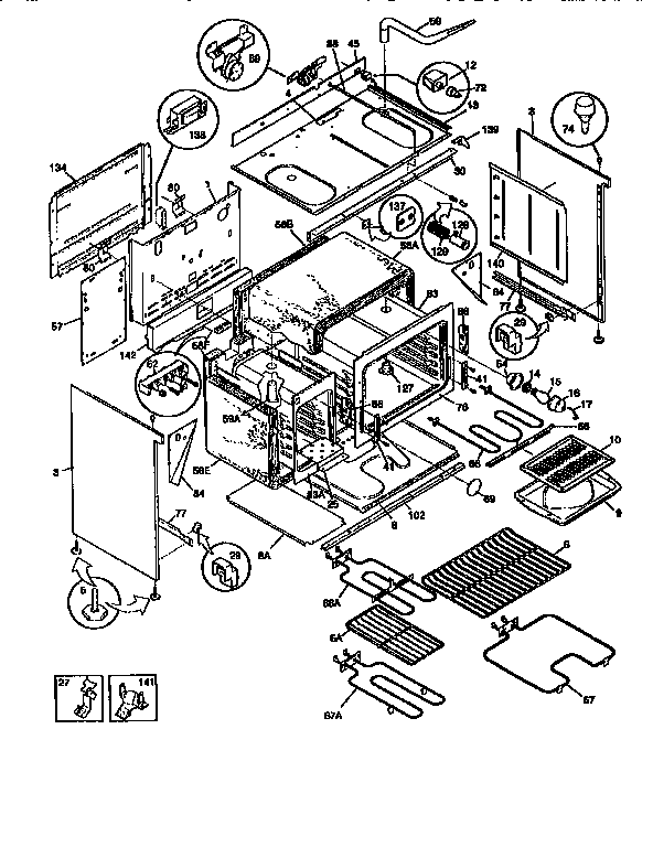 Frigidaire FEF450WCWA body diagram
