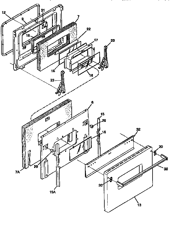 Frigidaire FEF450WCWA door diagram
