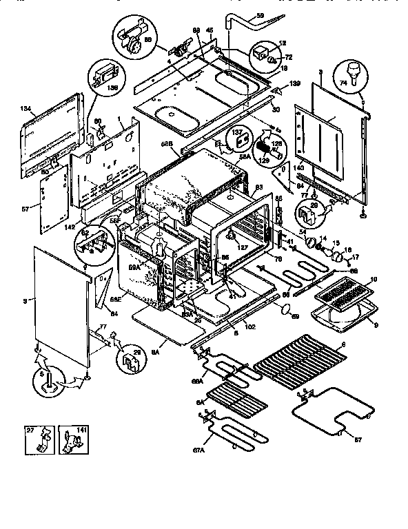 Frigidaire FEF450WCWB body diagram