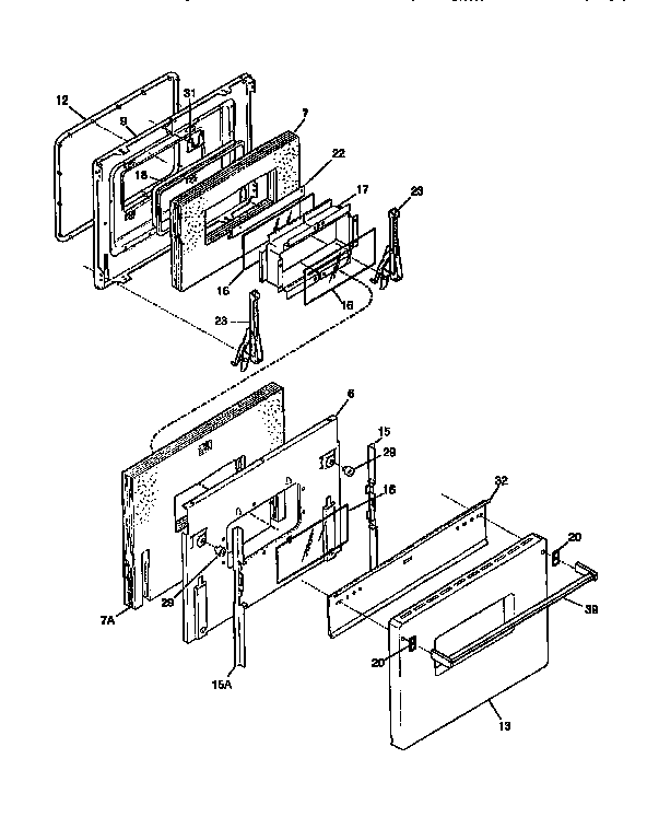 Frigidaire FEF450WCWB door diagram