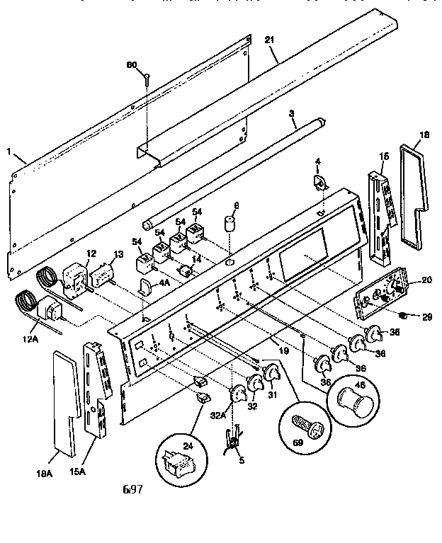 Frigidaire FEF450WCWC backguard diagram