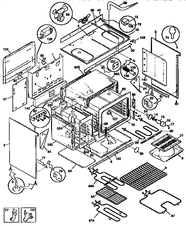 Frigidaire FEF450WCWC body diagram
