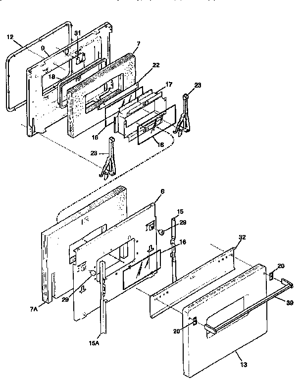 Frigidaire FEF450WCWC door diagram