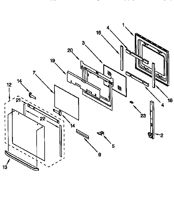 KitchenAid KEBS107DBAL4 oven door diagram