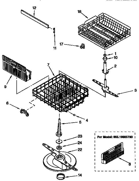 Kenmore 66515685790 dishrack diagram