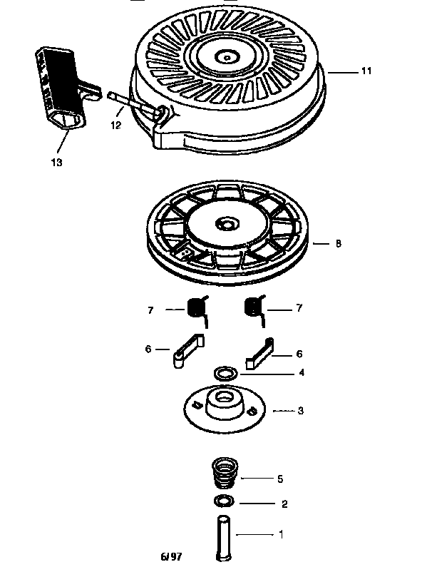 Generac 9618-0 rewind starter diagram