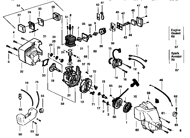 Weed Eater FEATHERLITE XT25 weed eater diagram