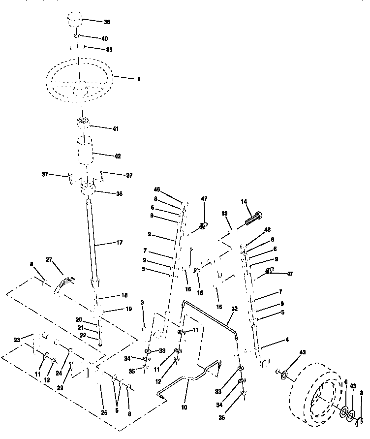 Weed Eater HD19H42A steering assembly diagram
