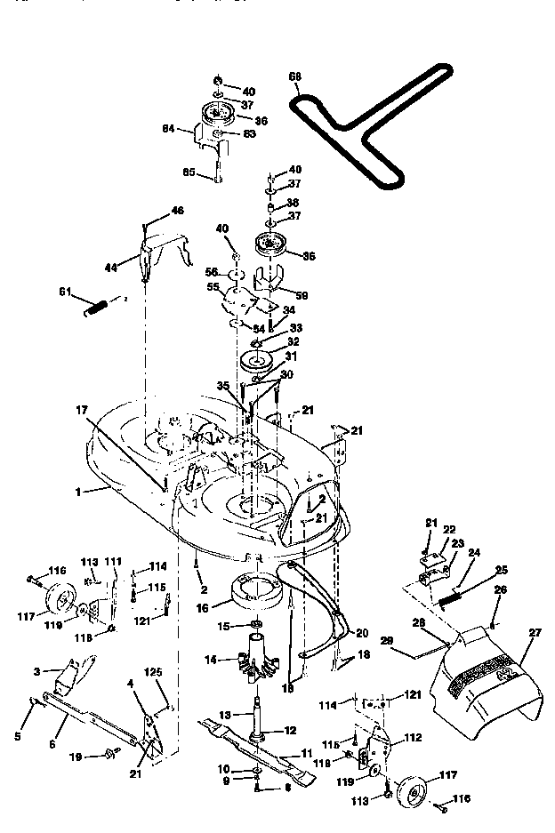 Weed Eater HD19H42A mower deck diagram