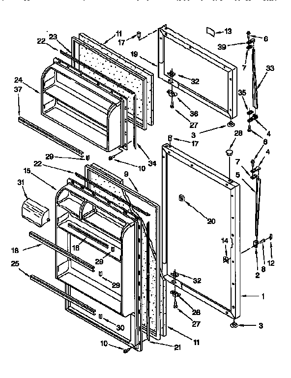 Whirlpool ET14JKXDW10 door diagram