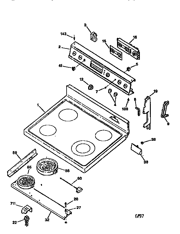GE JBP78GV3 cooktop and control panel diagram
