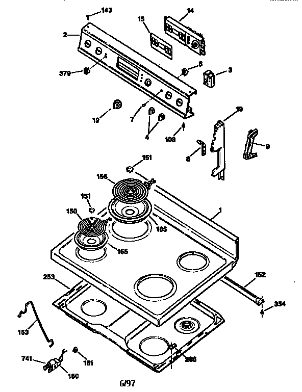 GE JBP45AV1 cooktop diagram