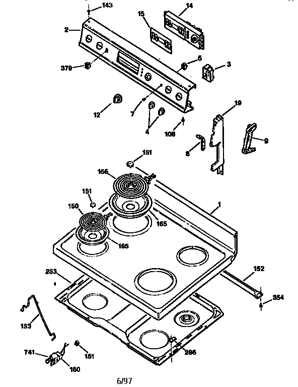 GE JBP45GV1 cooktop diagram