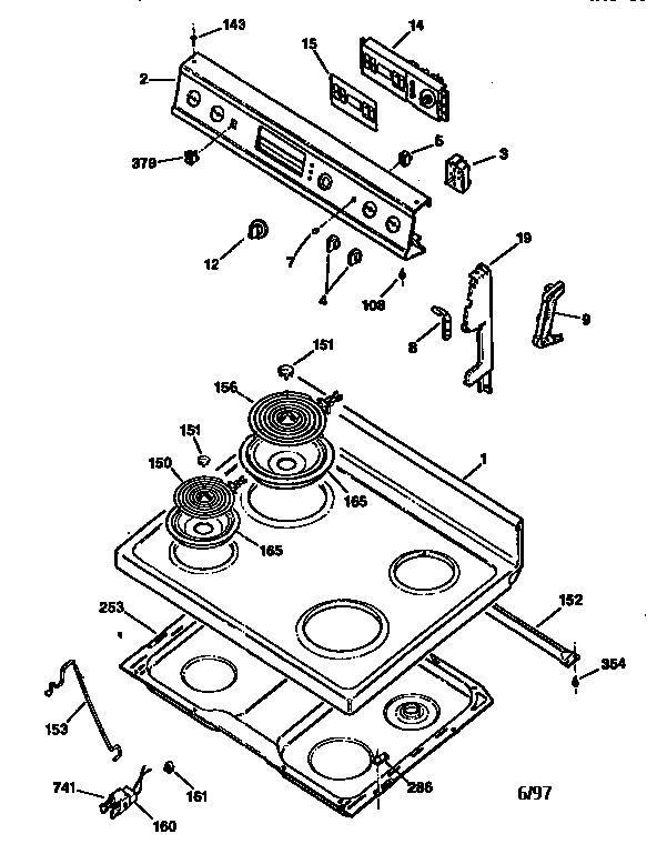 GE JBP46GV1 cooktop diagram