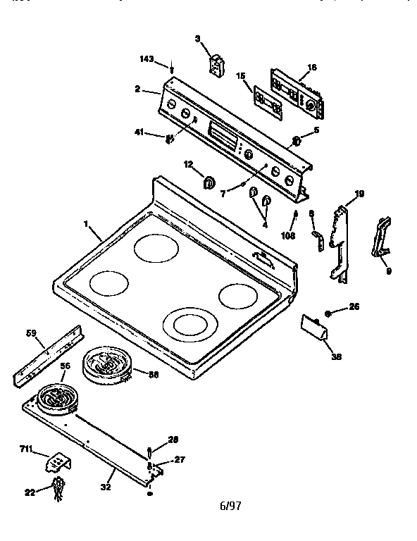 GE JBP75AV3 cooktop and control panel diagram