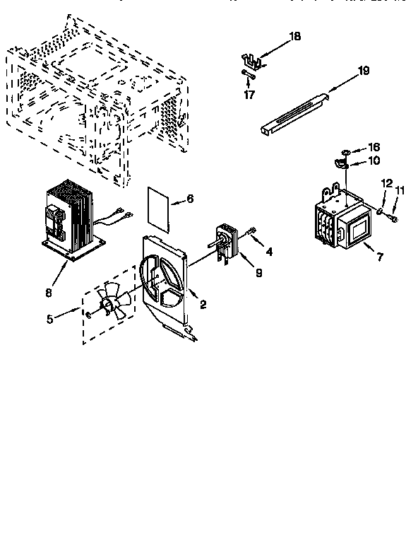 Whirlpool MT8066SEB1 magnetron and air flow diagram