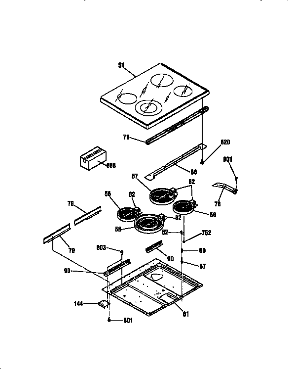 Kenmore 91195875790 maintop diagram